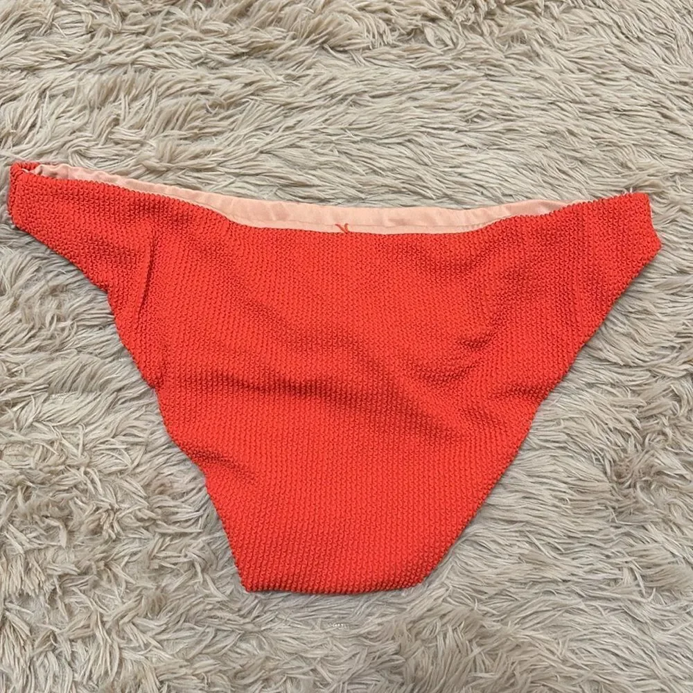 J Crew red scrunchie high rise bikini bottom size Xl new